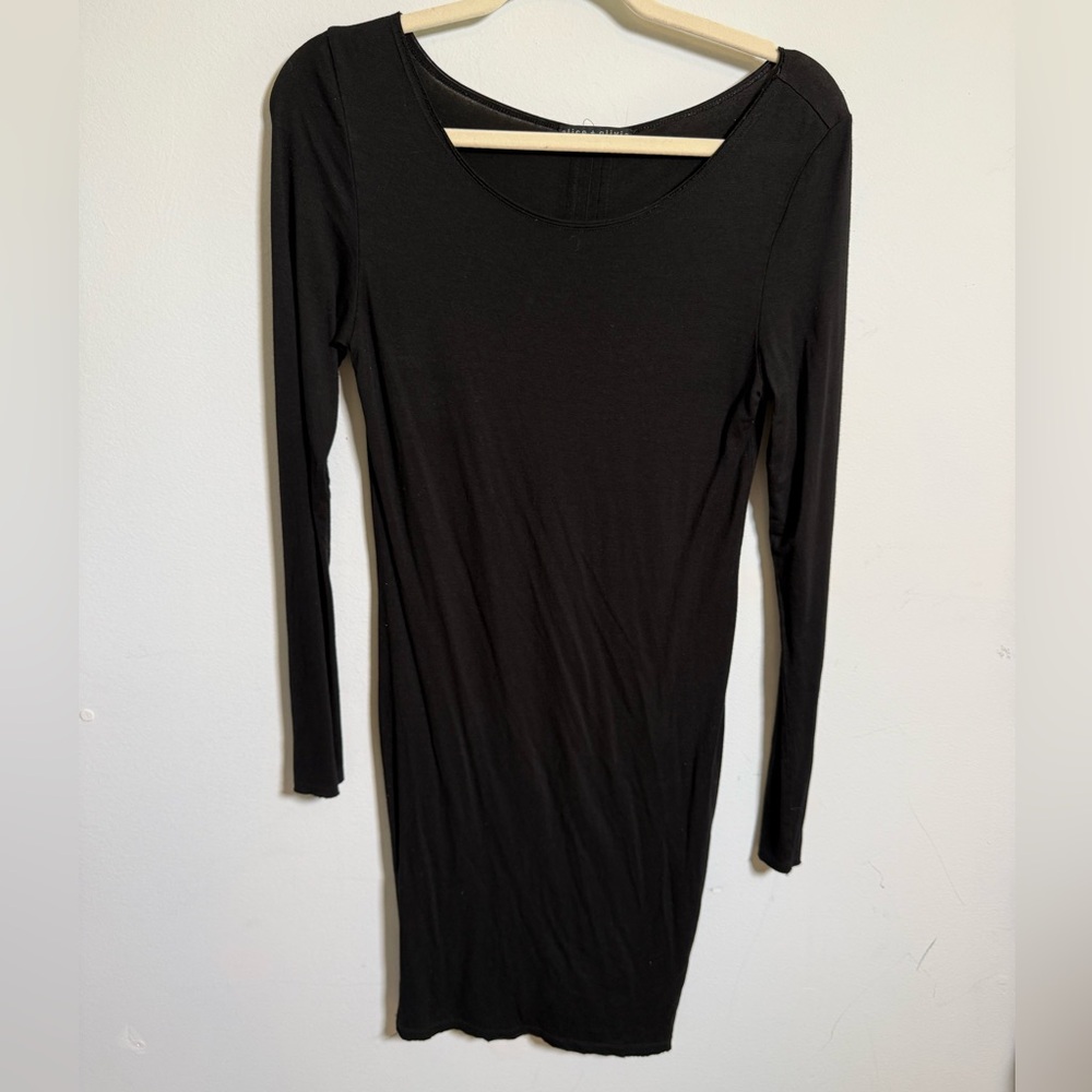 Alice + Olivia Base Black Bodycon Dress Chic Sleek Stretch Basic Luxury Capsule